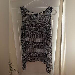 AGB Black white Blouse White Tank Attached Size M